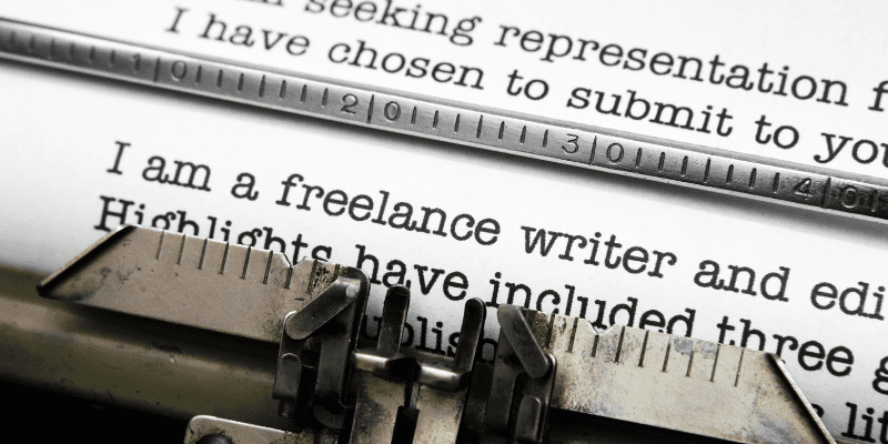 freelance writer being typed on typewriter.