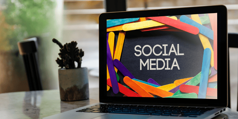 social media with colorful design on PC moniter